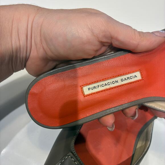 Purificacion Garcia Taupe Leather Mules Sz 39 - Picture 6 of 8